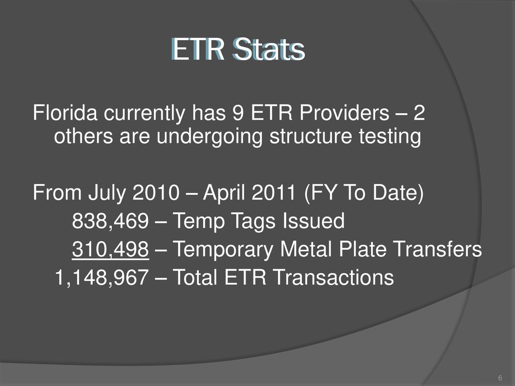 Electronic Temporary Registration System ETR ppt download
